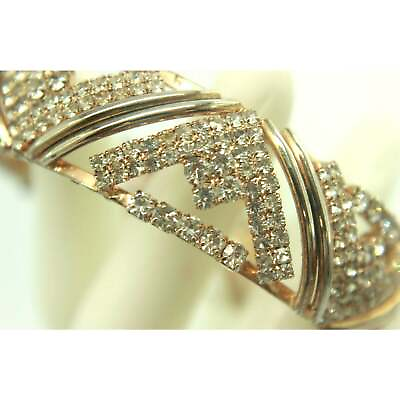#ad Vintage Art Deco Style Rhinestone Studded Cuff Bracelet 360 Hand Set Stones $97.99