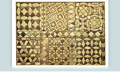 #ad Postcard Chrome Medieval tile mosaic from Rievaulx Abbey 13th century patterns $9.99