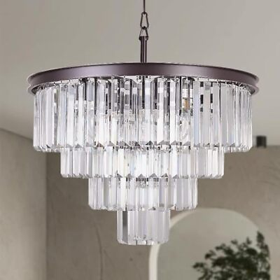 #ad MEELIGHTING Oil Rubbed Bronze Crystal Modern Contemporary Chandeliers Pendant... $455.81