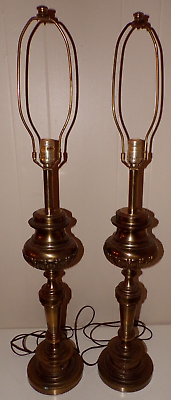 #ad Pair of Vintage MCM Stiffel Brass 3 way Table Lamps 37quot; tall $189.99