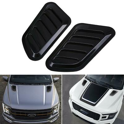 #ad Sport Black Car Front Hood Side Air Flow Vent Hole Cover Decor Trim For Ford $19.99