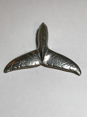 #ad Pewter WHALE TAIL Pendant Signed Northwest Pacific Artist $7.95