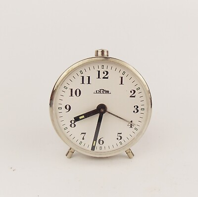 #ad Cute Tiny Vintage 1980s Alarm clock PRIM Czechoslovakia Retro Old Desk table $22.00