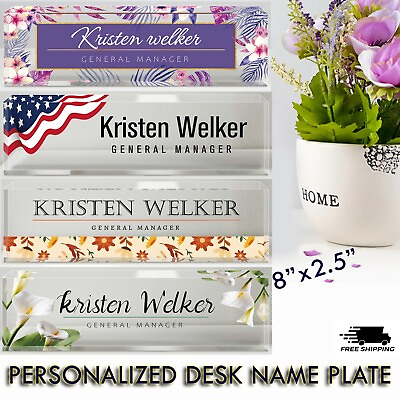 #ad PERSONALIZED DESK NAME PLATE FOR OFFICE CUSTOM ACRYLIC SIGN PLAQUE 2.5”x8” $22.51