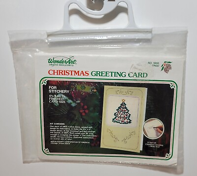 #ad Wonderart Christmas Tree Greeting Card Kit Stitchery Needlepoint NO. 5993 NOS $9.99
