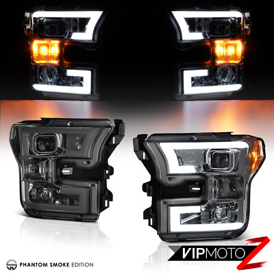 #ad quot;SMOKE LED TUBEquot; Projector DRL Headlamp LeftRight For 2015 2017 Ford F150 F 150 $296.95