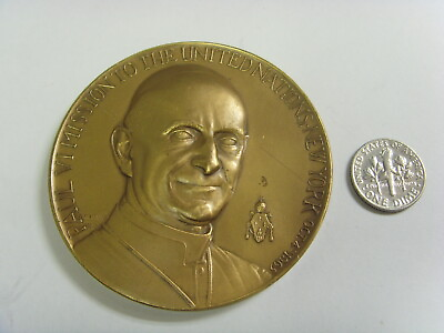 #ad 1965 antique catholic pope Paul vi mission united nations 3.4 ounce token 50749 $79.99