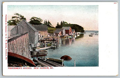 #ad New Harbor Maine Fishermen#x27;s Houses Vintage Postcard Unposted $12.74