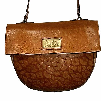#ad FURLA Italy Vintage brown Leather Animal Embossed Purse Crossbody Bag $45.00