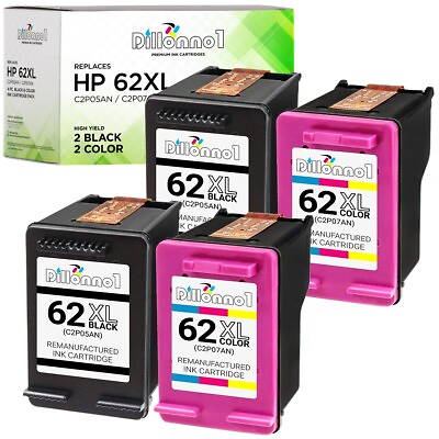 #ad 4PK Black Color HP 62XL Ink for HP ENVY 5540 5544 5545 5549 5661 5663 5664 5665 $62.95