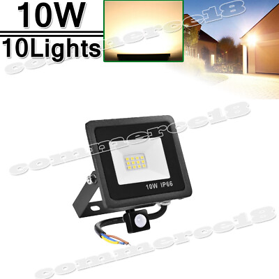 #ad 10X 10W LED Flood Light Warm White Sensor Spotlight Shed Outdoor Lighting Lamp $47.99