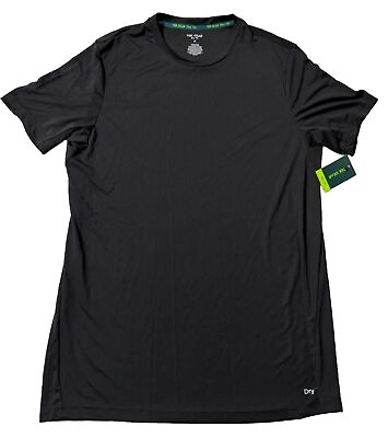 #ad Tek Gear Dri Tek MEDIUM Black Athletic Tee Short Sleeve Logo Men#x27;s T shirt NWT $15.00