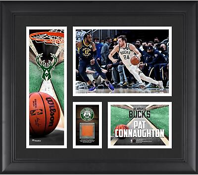 #ad Pat Connaughton Milwaukee Bucks FRMD 15x17 Collage w Piece of Team Used Ball $79.99