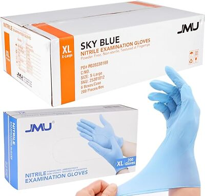 #ad 1200 Case JMU Nitrile Examination Gloves 3.5mil Medical Gloves Blue XS S M L XL $44.99