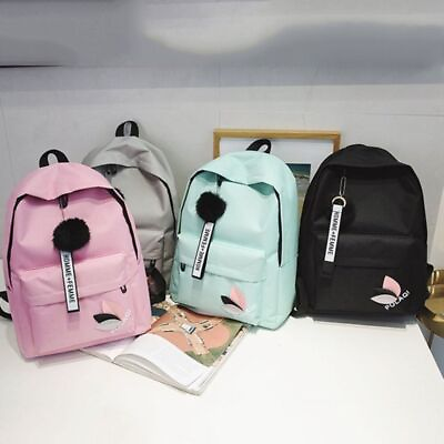 #ad Solid Color School Bags Canvas Travel Backpack Fashion Backpack Bags Student AU $18.22