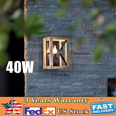 #ad Retro Wall Light Fixture Industrial Wooden Wall Lamp Vintage Sconce Outdoor Lamp $15.30