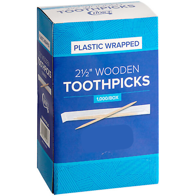 #ad Toothpicks Wooden 1000 Comes in Dispenser Box Indv. Wrapped All Natural Wood $8.45