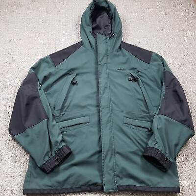 #ad CABELAS Jacket Mens Large Green Black Hunting Fishing Camping Shooting Outdoors $45.59