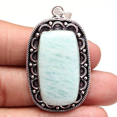 #ad Pendant Amazonite Gemstone Handmade Mother#x27;Day Gift 925 Silver Jewelry 2quot; $7.19
