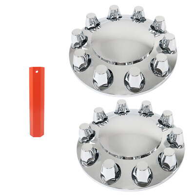 #ad Chrome Pair Front Wheel Covers Hub Axle Semi Plastic ABS 33mm Nut Covers $43.80