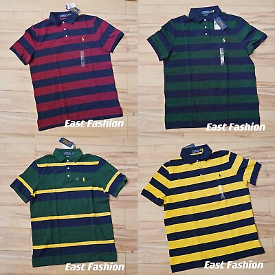 #ad Men Polo Ralph Lauren mesh Polo Shirt Striped CLASSIC FIT S M L XL XX $54.99