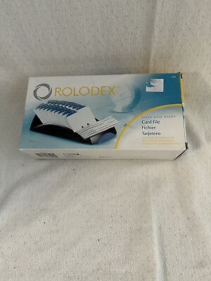 #ad 2006 Sanford Rolodex Black Open Top Card File UNUSED Open Damaged Box FREE SHIP $24.50