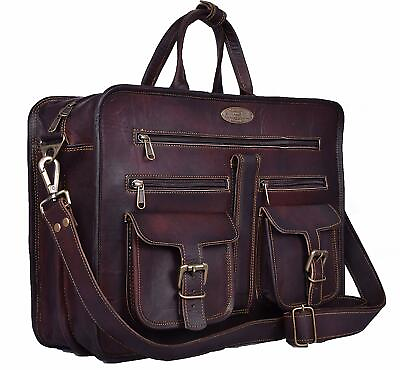 #ad Men#x27;s Vintage Leather Messenger Laptop Handbag Office Briefcase Shoulder Bag $55.05