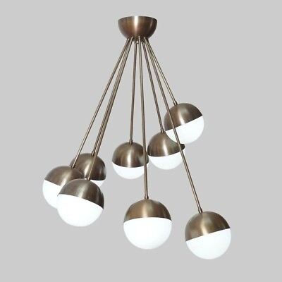 #ad Stilnovo Style 8 Light Glass Globe Cluster Ceiling Pendant Sputnik Chandelier $362.88
