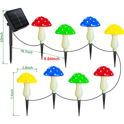 #ad 8 Modes Outdoor Solar Garden Mushroom Shape Decorative Lamp LED Waterproof USA $15.99