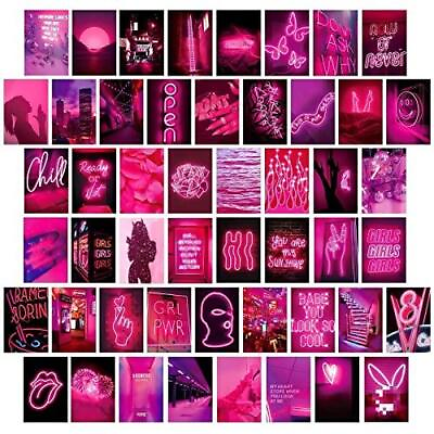 #ad LCLAIDYDY 50 PCS Wall Collage Kit Aesthetic Pictures Pink Neon Room Decor for $15.79