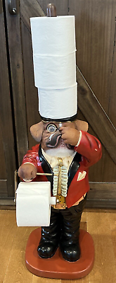 #ad Boxer Dog Butler Toilet Paper Holder with Extra Roll Red Jacket Stinky 37quot; HTF $236.00