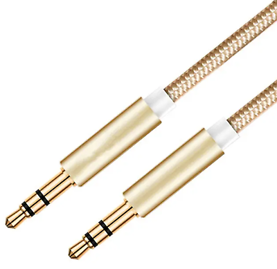 #ad 1m jack plug 3.5mm AUX m to jack plug 3.5mm AUX m braided gold $3.88