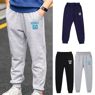 #ad US Kid Boys Jogger Sweatpants Solid Color Athletic Gym Workout Pant with Pockets $10.29