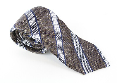 #ad SUITSUPPLY Men Tie 150 x 8 cm Dark Brown Pure Silk Striped Pointed End Formal $34.57