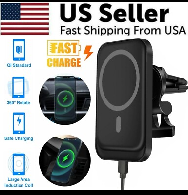 #ad Magnetic Wireless Charger Car Mount Holder For iPhone 13 14 15 Pro Max MagSafe $24.99