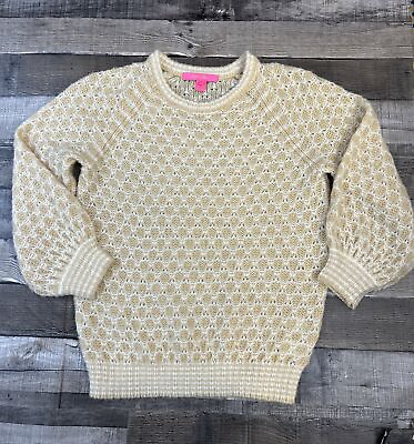 #ad Lilly Pulitzer Corabelle Honeycomb Ivory Beige Summer Sweater X Small $27.95