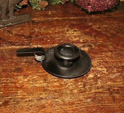 #ad Primitive Vtg Style Flair Tip Taper Candle 3.25quot; Rustic Black Holder Tray $4.95