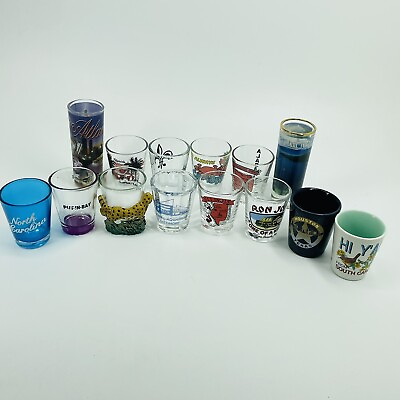 #ad 14 Vintage of Travel shot glasses Florida to Maryland Collectible Z4 $11.99
