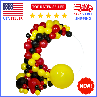 #ad Backdrop Birthday Decorations for Kids Red Black Yellow Arch Balloon Kit $15.90