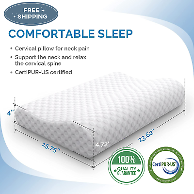 #ad Orthopedic Contour Memory Foam Pillow Cervical Bed Pillow for Pain Relief $18.99