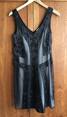 #ad Belle By Oasis Black Embellished Sheer Dress w 2 Cami Slips Black amp; Beige Party GBP 44.99