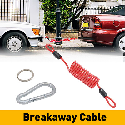 #ad 6ft Red Breakaway Trailer Spring Cable Safety Rope Coiled Brake Away Cable $11.99