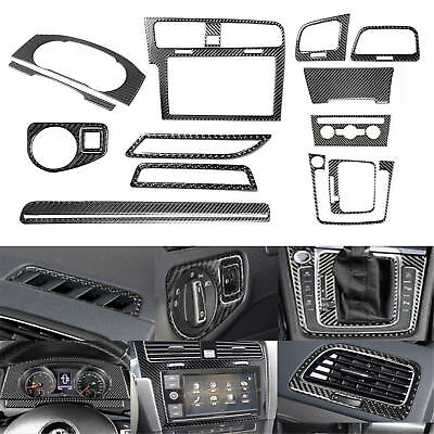 #ad 15Pcs Carbon fiber Full Set Fiber Interior Dashboard For VW Golf 7 GTI MK7 14 19 $80.01
