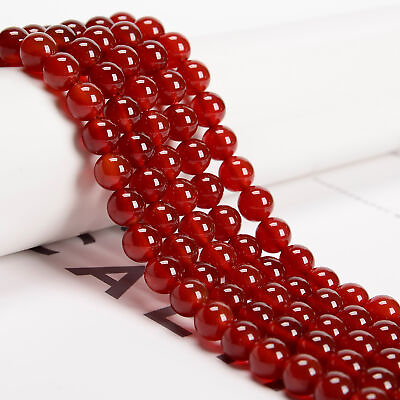 #ad Carnelian Smooth Round Beads 4mm 6mm 8mm 10mm 12mm 15.5quot; Strand $5.84