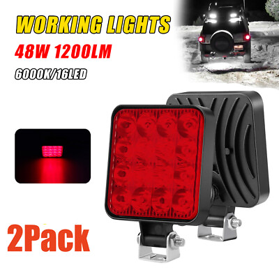 #ad 2X LED Car Light Bar Headlight 48W Off Road Work Light Red Spot Light Car Truck $14.39