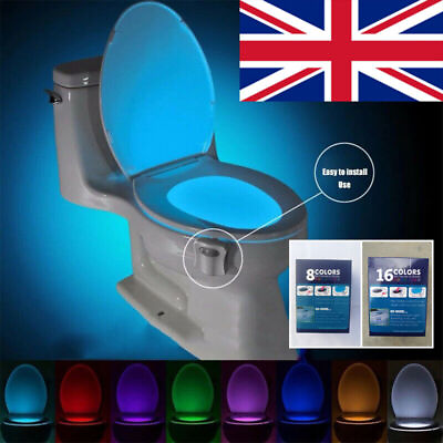 #ad Bathroom LED Toilet Seat Light PIR Motion Activated Night Sensor 8 Lamp Gift WC $5.48
