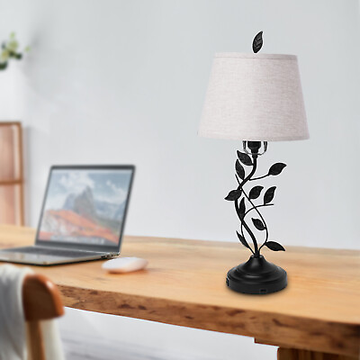 #ad Elegant E26 Table Lamp Bedside Nightstand Lamp Stylish Desk Lamp with Dual USB $41.89