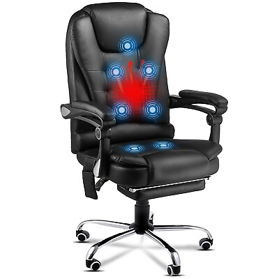 #ad Heated Executive Office Chair W Massage Desk Chair Leather Computre Chair Black $154.98