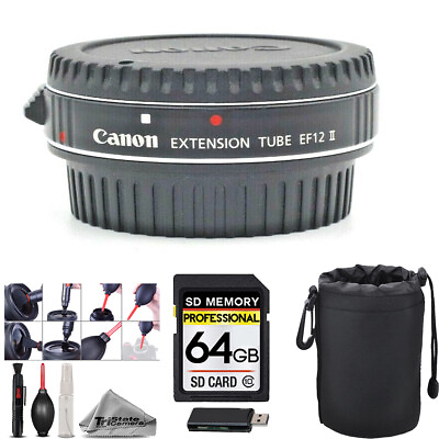 #ad Canon Extension Tube EF 12 II Lens Pouch Cleaning Kit Card Reader 64GB $108.99