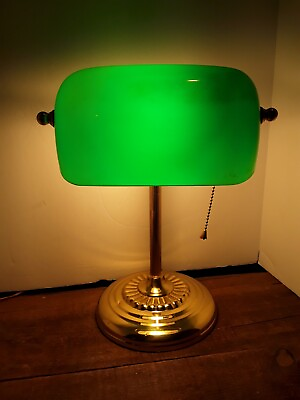 #ad Bankers Desk Lamp Glass Green Lamp Shade Student Piano Table Light 14quot; $20.00